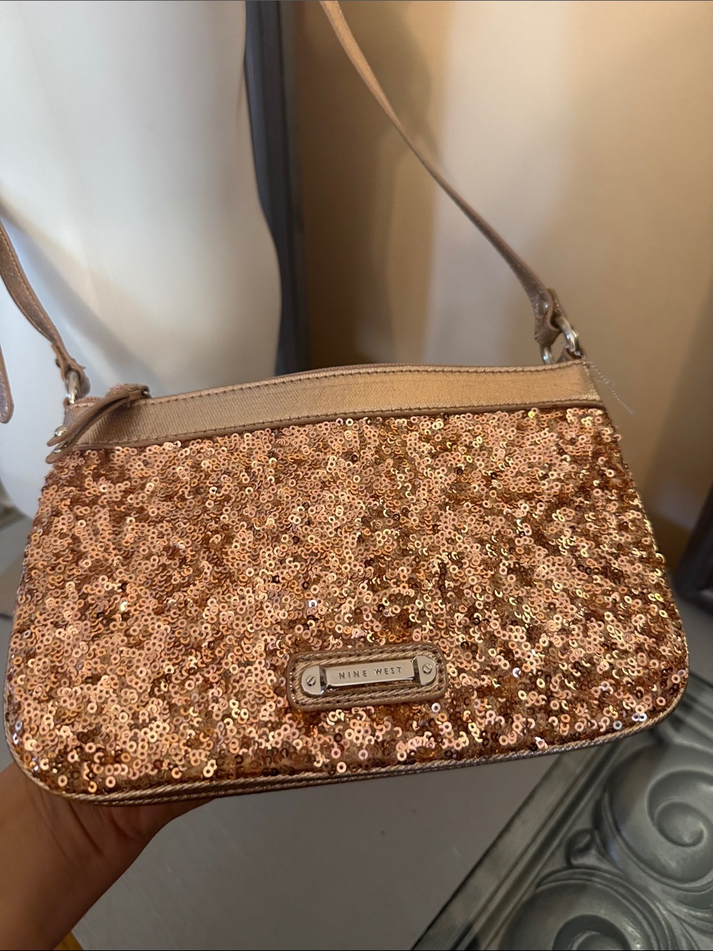 Nine West Rose Gold Sequin Crossbody Bag